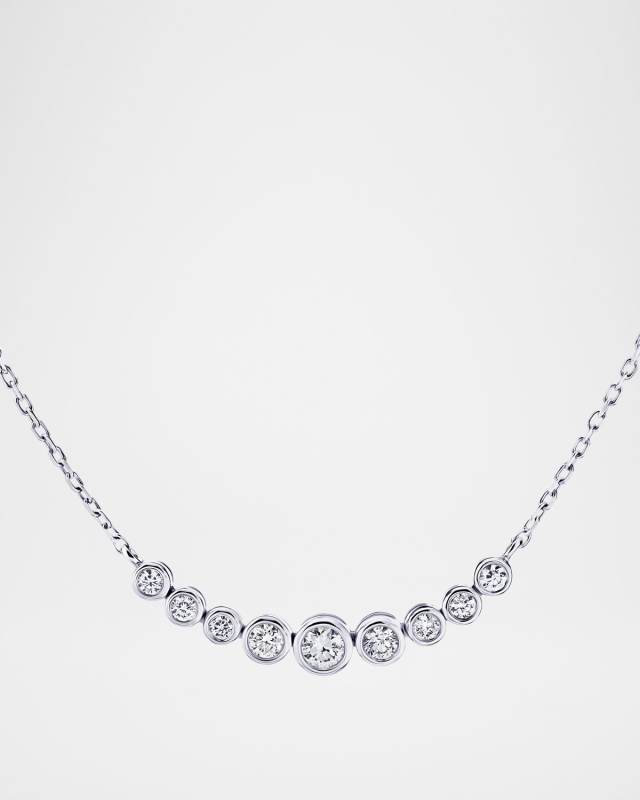 18K White Gold Graduated Nine-Stone Diamond Necklace, 18"L